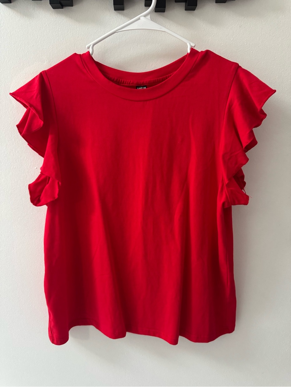SHEIN Red Ruffle Sleeve Tank Top